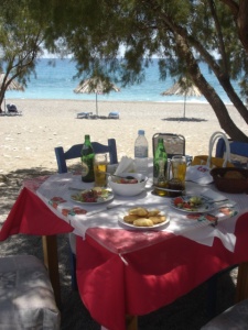 Lunch on the Beach in Crete  (c) Copyright Sherri Matthews 2013