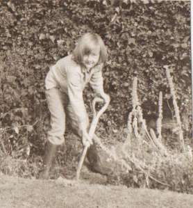 Me helping gather leaves for the Guy (or digging, as the case may be!)  - Surrey, 1967 (c) Sherri Matthews 2013