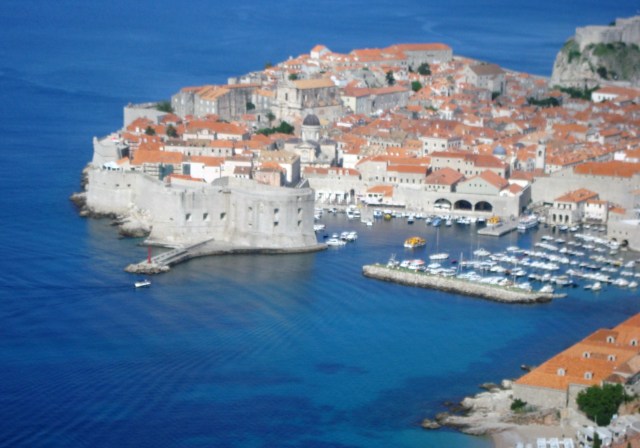 The Pearl of the Adriatic - Old City Dubrovnik taken as we approach from the road above.  Look at that sea! (c) Sherri Matthews 2014
