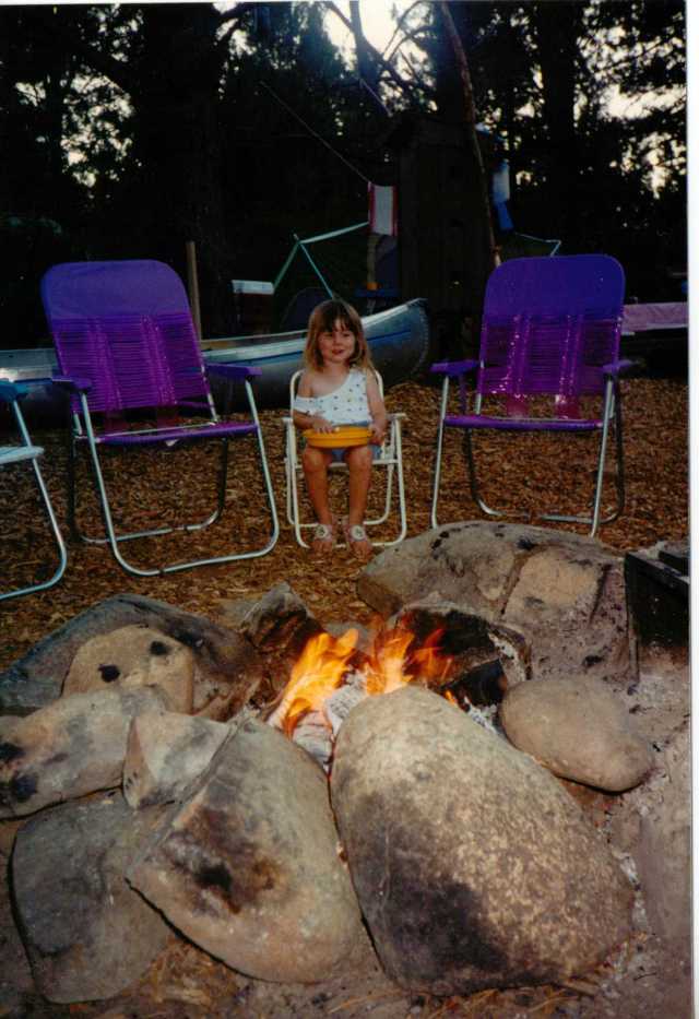 Aspie D enjoying sitting around the campire, Lake Siskiyou, California, 1990's (c) Sherri Matthews 2014