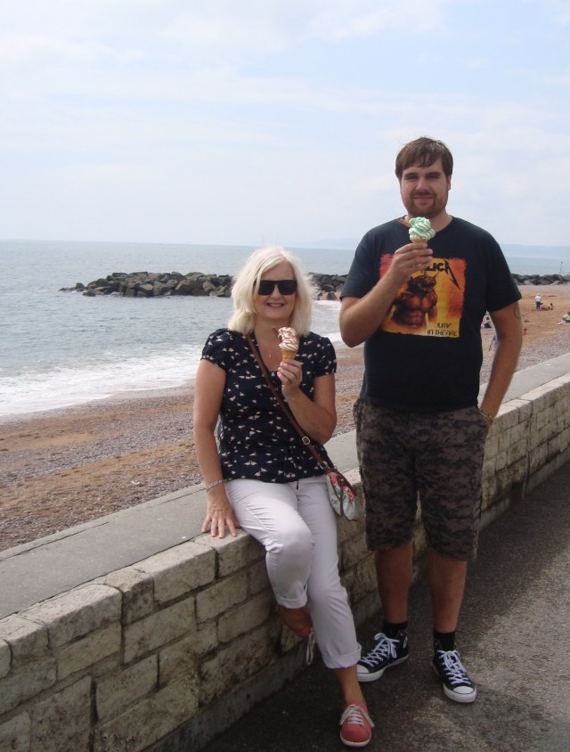 Sitting on this wall, happily eating an ice cream with Eldest Son last summer at West Bay in Dorset, I had no intentions of throwing any wrappers anywhere.  Be sure that I am fully reformed and abhor littering.  Stealing too, naturally.  Keeping this photo colour to end on a cheerful note. (c) Sherri Matthews