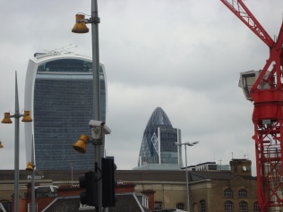 The Walkie Talkie building and The Gherkin, side by side